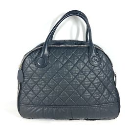 Chanel schwarze beschichtete Canvas Boston Tasche Schwarz