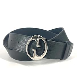 Gucci-Cinto de couro bicolor GG 449715 da Gucci-Preto,Azul marinho