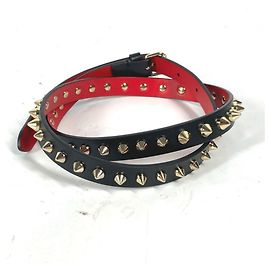 Christian Louboutin Studded Thin Leather Belt Black