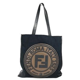 Fendi 7V35 Shoulder Bag FF Tote Brown Black