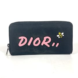 Christian Dior-Christian Dior KAWS Collaboration Long Wallet-Black,Pink