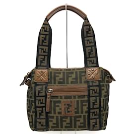 Fendi-Fendi Zucca Tote Bag-Brown,Black