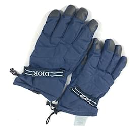 Christian Dior-Christian Dior Men's Navy Snowboard Ski Gloves-White,Navy blue