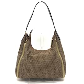 Fendi-Fendi Zucca Pattern Shoulder Bag-Beige