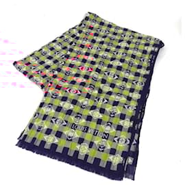 Louis Vuitton-Xale de algodão Louis Vuitton em azul e laranja-Azul,Laranja