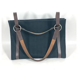 Hermès-Sac à main tote Hermes Cavallicolor-Marron,Noir