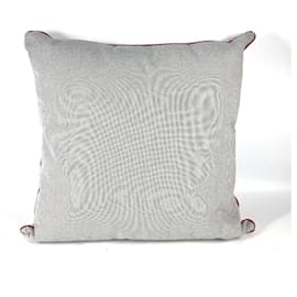 Hermès-Hermes Extra Large Cotton Pillow Cushion-White,Blue