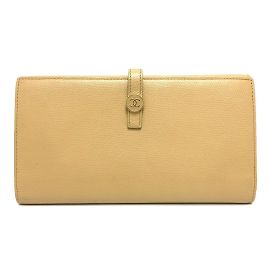 Cartera larga bi-fold Chanel Coco Button Beige