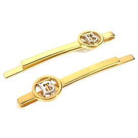 Conjunto de grampos de cabelo bicolores TB Burberry Prata Dourado