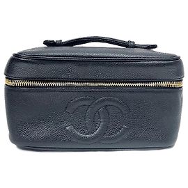 Chanel Caviar Skin Vanity Bag Cosmetic Pouch Black