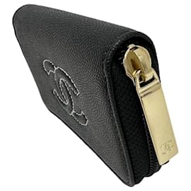 Chanel-Chanel Caviar Coin Case Black/Gold-Black
