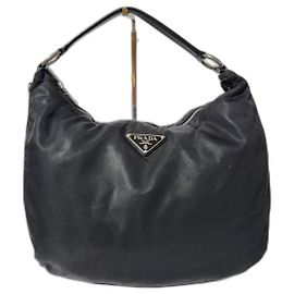 PRADA Bolsa de Ombro Sacca em Nylon Saffiano Preta Preto