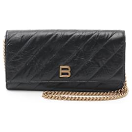 Balenciaga-Balenciaga CRUSH Leather Shoulder Bag-Black