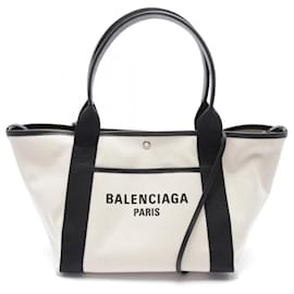 Balenciaga-Balenciaga Biarritz Medium Canvas Leather Tote-Black