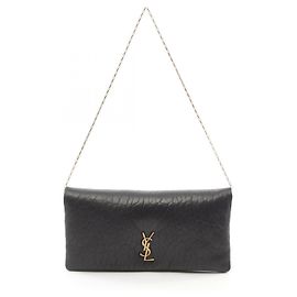 Yves Saint Laurent schwarze Leder-Schultertasche Schwarz