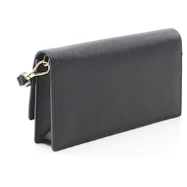 Prada-Prada Saffiano Leather Triangle Logo Shoulder Bag-Black
