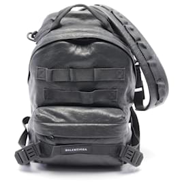 Balenciaga-Balenciaga Leather Army Multi Carry Backpack-Grey