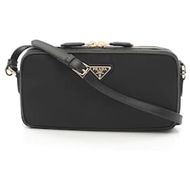 Prada-Prada Re-Nylon Saffiano Leather Shoulder Bag-Black