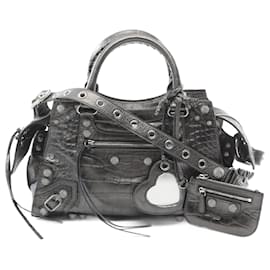 Balenciaga-Balenciaga Neo Cagole City Leather Handbag-Black