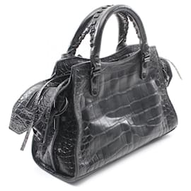 Balenciaga-Balenciaga Neo Cagole Leather Handbag Black-Black