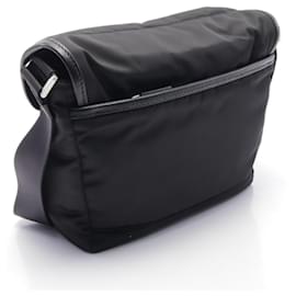Prada-Prada Nylon Saffiano Leather Shoulder Bag-Black