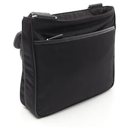 Prada-Prada Nylon Saffiano Leather Shoulder Bag-Black