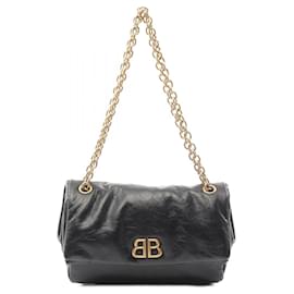 Balenciaga-Balenciaga Monaco Small Chain Leather Bag-Black
