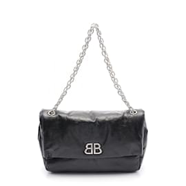 Balenciaga-Balenciaga Monaco Medium Chain Shoulder Bag-Black
