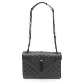Yves Saint Laurent Saint Laurent Leather Envelope Medium Shoulder Bag Black