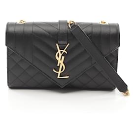 Yves Saint Laurent Saint Laurent Leather Envelope Small Shoulder Bag Black