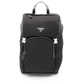 Prada-Prada Nylon Saffiano Leather Backpack-Black