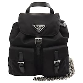 Prada-Prada Re-Nylon Saffiano Leather Shoulder Bag-Black