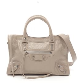 Balenciaga-Balenciaga Le City Small Leather Handbag Beige-Beige