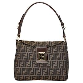 Fendi-Fendi Zucca Canvas Leather Shoulder Bag-Green