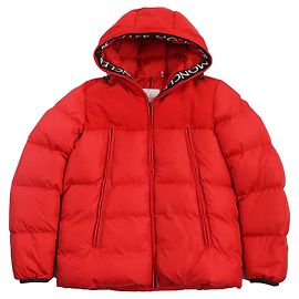 Moncler MONTCLAR Giacca in Piuma con Cappuccio in Nylon Rossa Rosso