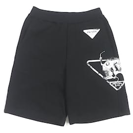 Shorts de algodão com placa de logo triangular Prada XS Preto