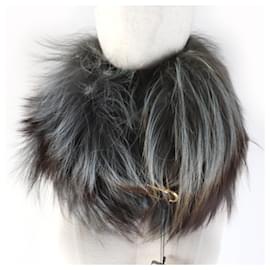 Fendi-Fendi Silver Fox Leather Tippet Shawl-Other