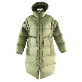 Moncler ROQUETTE Abrigo de Plumas con Capucha de Nylon Caqui