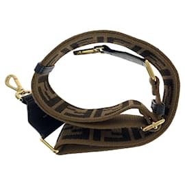 Fendi-Fendi Zucca Canvas Leather Shoulder Strap-Brown