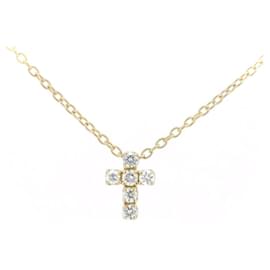 Autre Marque-Ponte Vecchio Diamond Cross Necklace K18YG-Golden