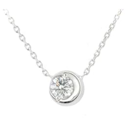 Autre Marque-K18WG Diamond Moon Setting Necklace-White