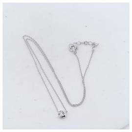 Autre Marque-K18WG Diamond Moon Setting Necklace-White