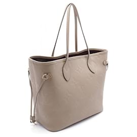 Louis Vuitton-Louis Vuitton Neverfull MM Leather Tote Bag-Beige