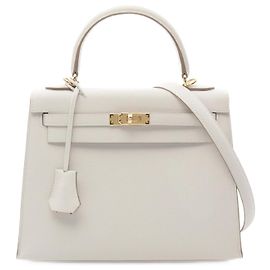 Hermès Hermes Kelly 25 Leather Handbag White White