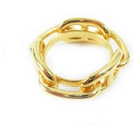 Hermès-Anneau de foulard Dunkel en or Hermes Lukade Chne-Doré