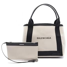 Balenciaga-Balenciaga Navy Cabas S Canvas Tote Bag-Black