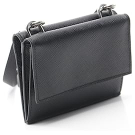 Prada-Prada Saffiano Leather Card Case Black-Black