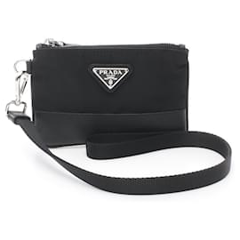 Prada-Prada Nylon Saffiano Leather Card Case-Black