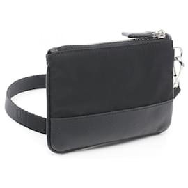 Prada-Prada Nylon Saffiano Leather Card Case-Black