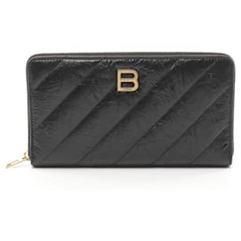 Balenciaga-Balenciaga Crush Quilted Leather Wallet Black-Black